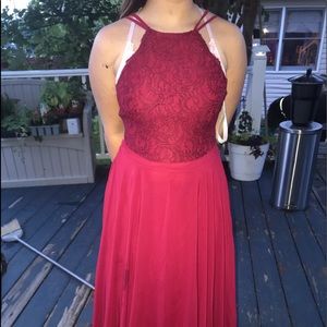 Red lace top dress!